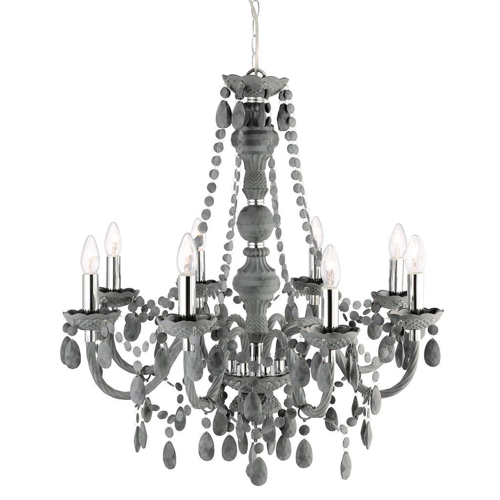 Marie Therese  8Lt Pendant - Grey Glass & Acrylic