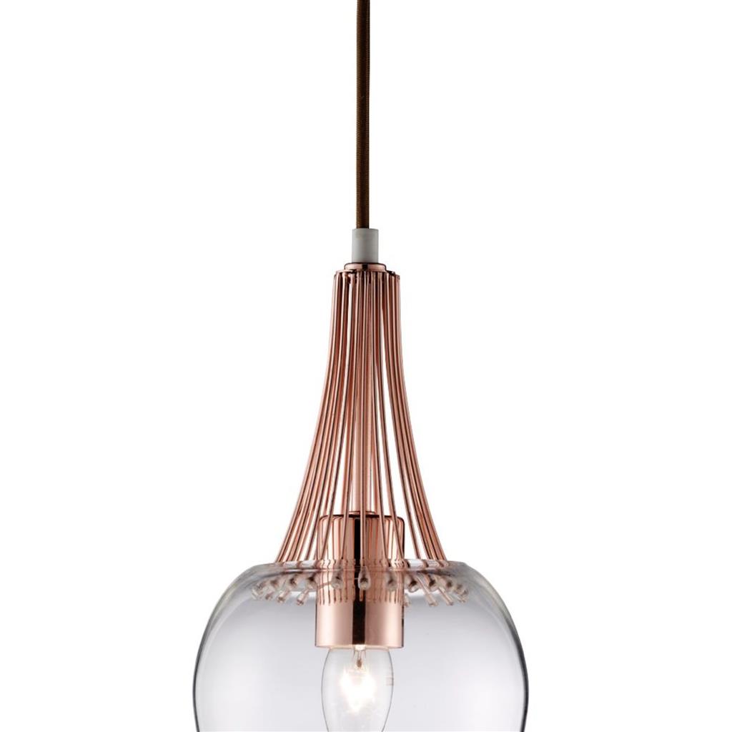 Whisk Ceiling Pendant - Copper & Clear Glass