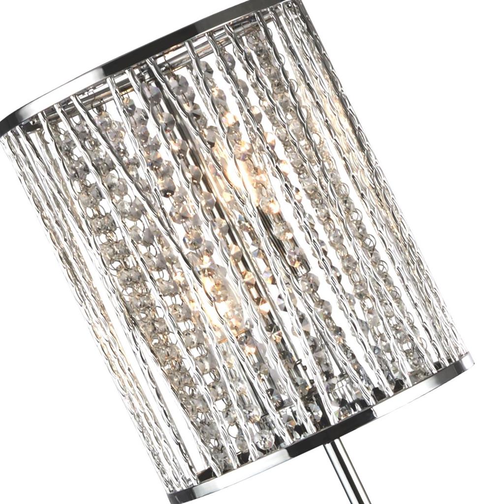 Elise  2Lt Floor Lamp  - Chrome Metal & Crystal