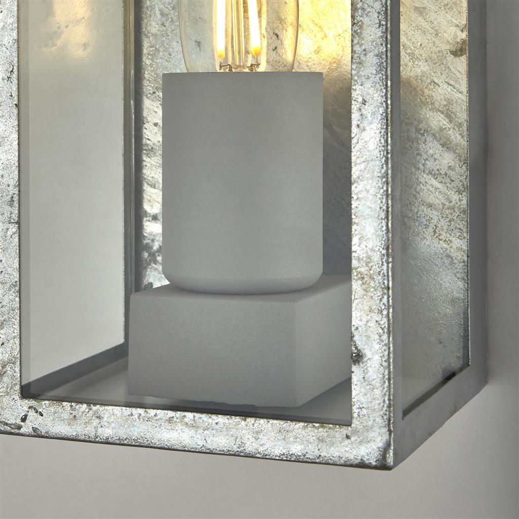 Box II Outdoor Wall Light  -  Silver & Clear Glass, IP44