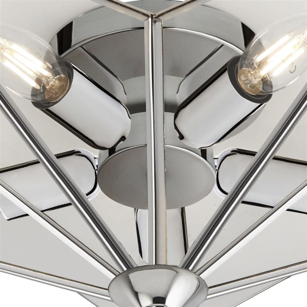 Star 5Lt Flush Ceiling Light - Chrome & Glass