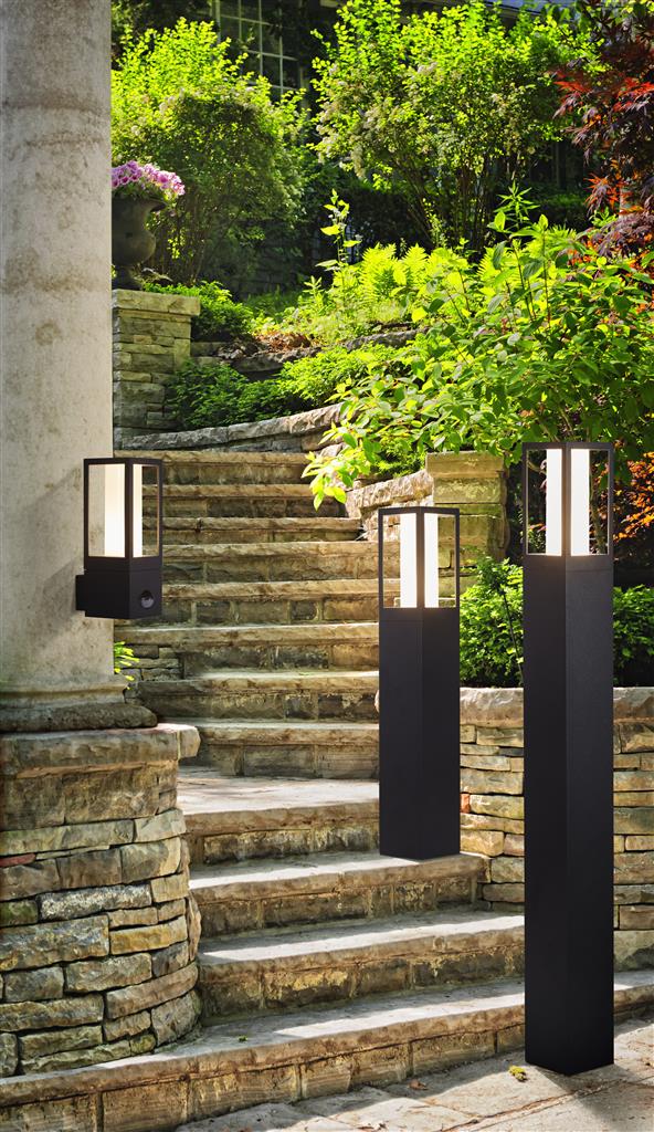 Avenue Outdoor Wall Light- Black Metal & White Polycarbonate
