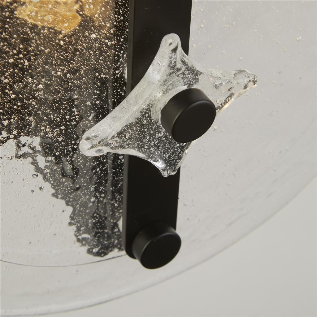 Lux & Belle 1LT Wall Light-Black Metal & Clear Bubble Glass