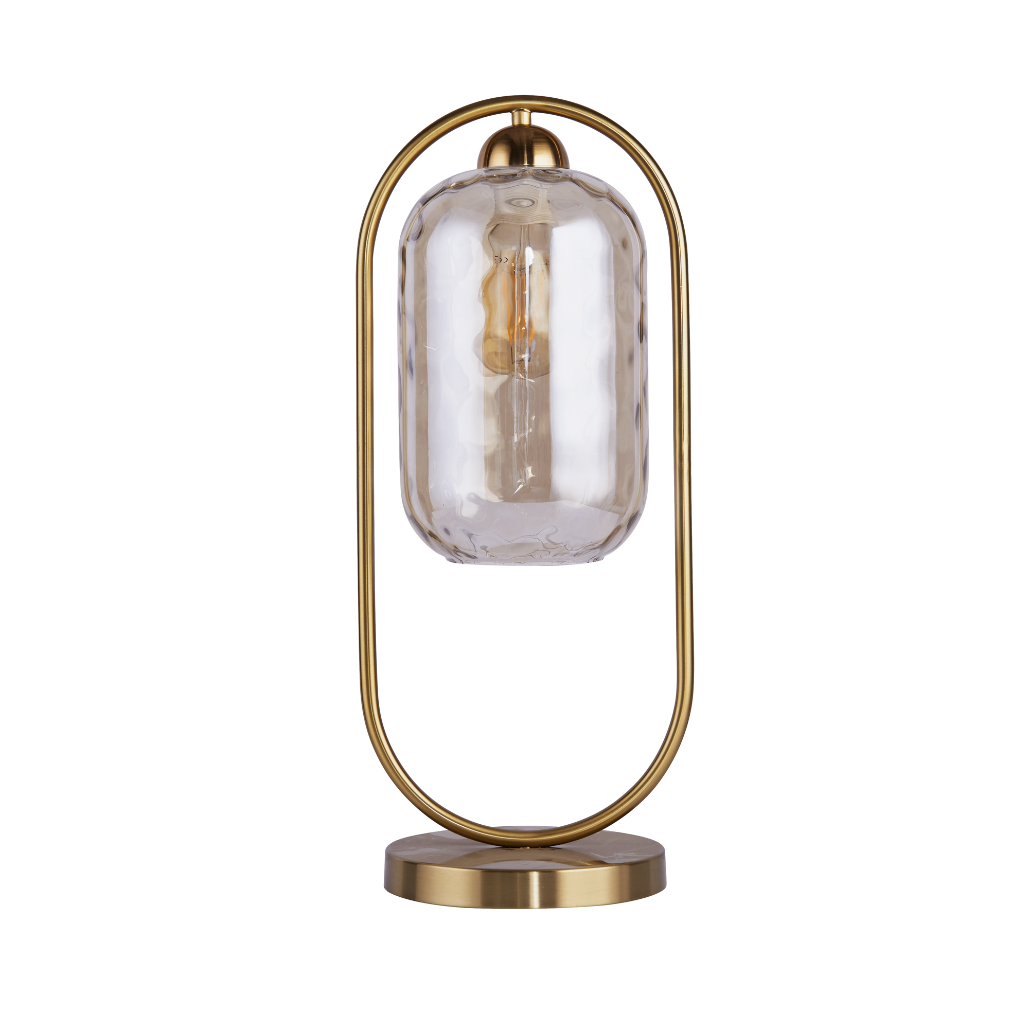 Lux & Belle Table Lamp - Satin Brass Metal & Amber Glass