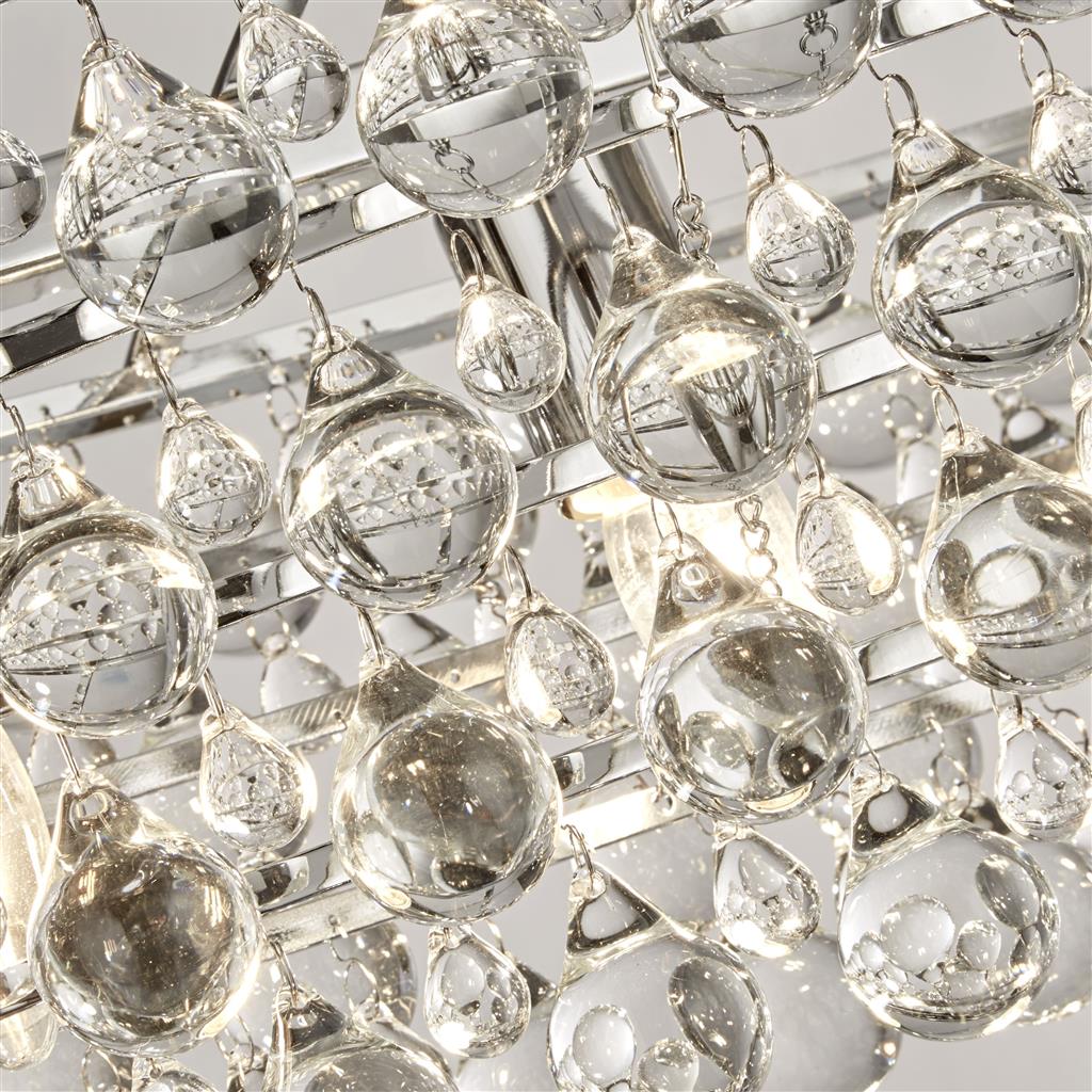 Michelle 5Lt Ceiling Pendant- Chrome & Rain Drop Glass Balls