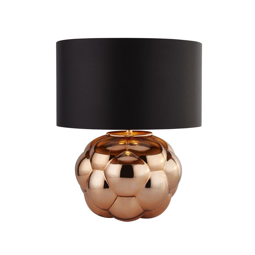 Fizz Table Lamp - Copper Glass & Black Faux Silk Shade