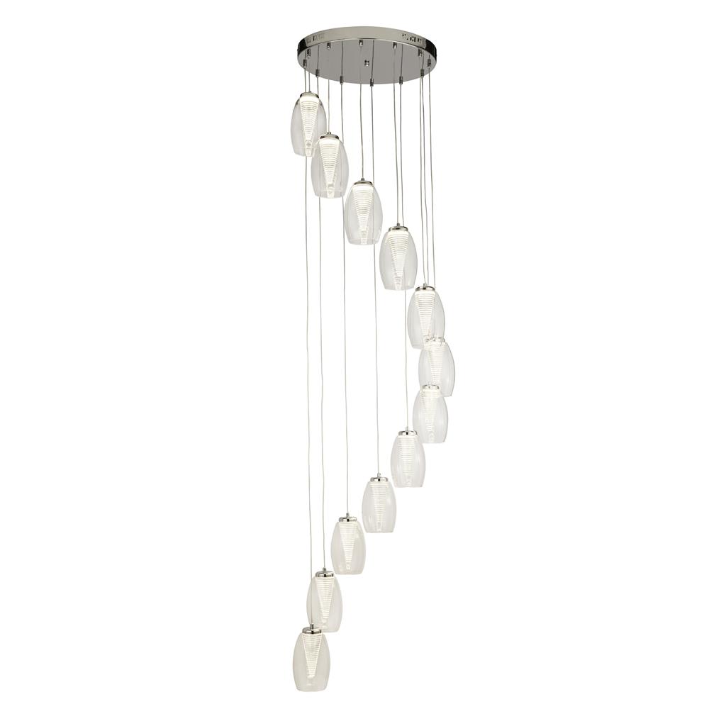 Cyclone 12Lt Ceiling Pendant - Chrome & Clear Glass