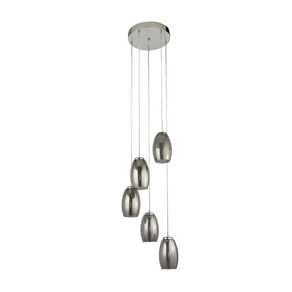 Cyclone 5Lt Ceiling Pendant - Chrome & Smoked Glass