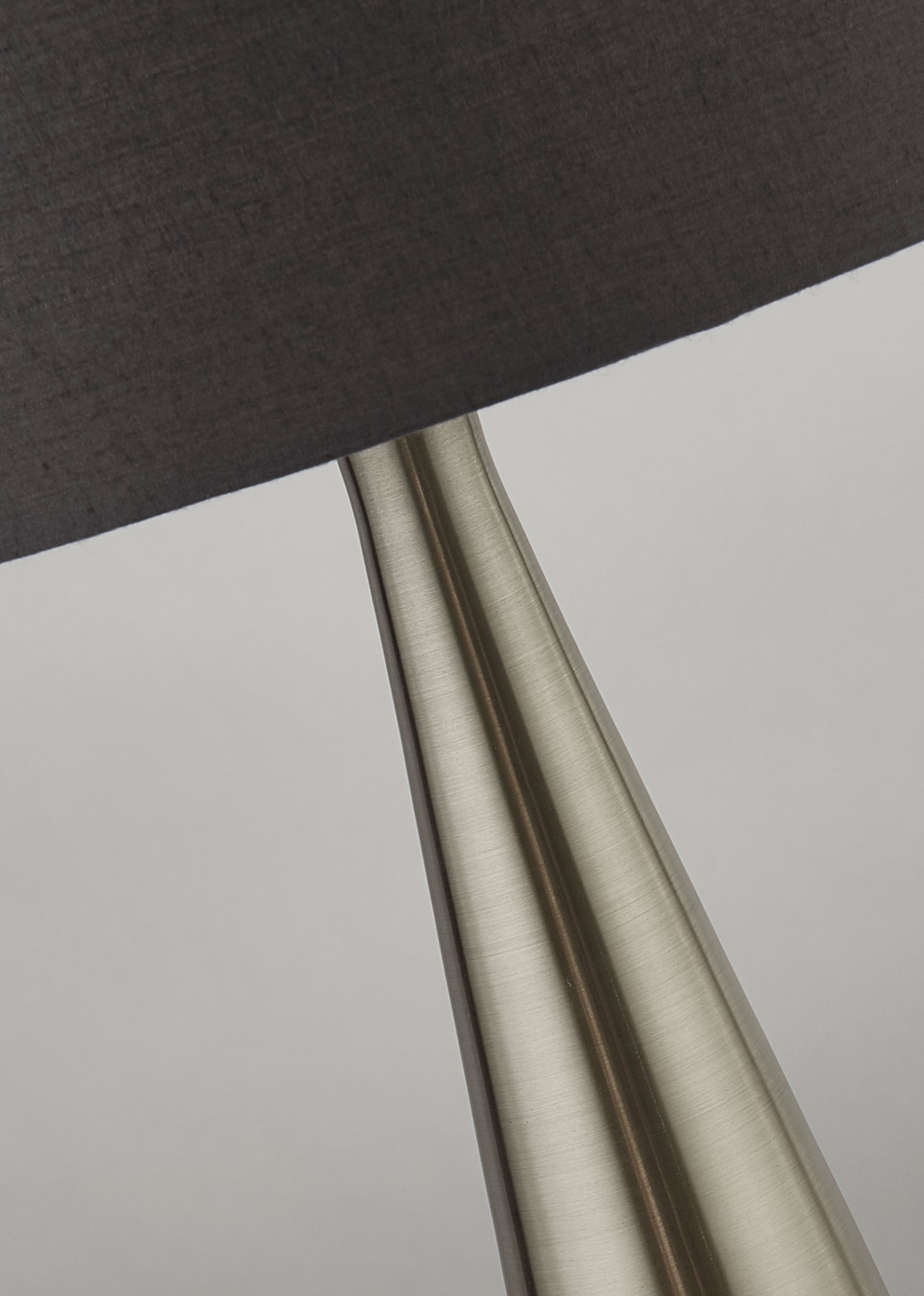 Lux & Belle Table Lamp - Satin Nickel & Grey Fabric Shade