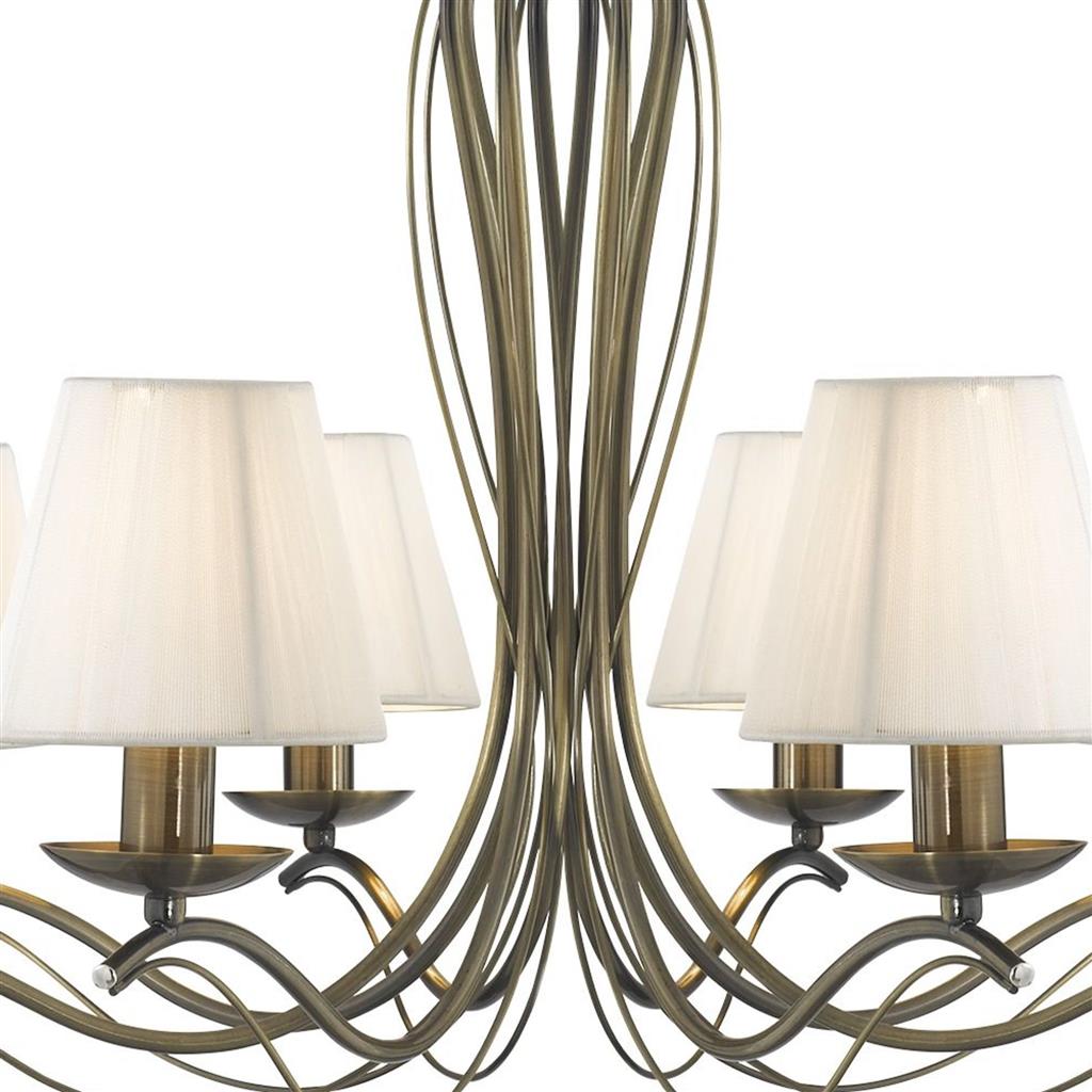 Andretti 8Lt Ceiling Pendant - Antique Brass & Ivory Shades