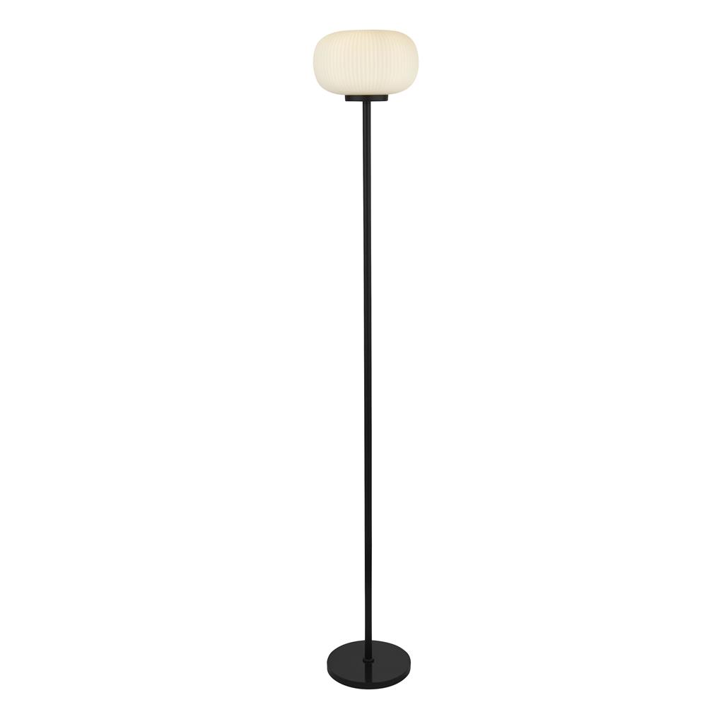 Lumina Floor Lamp - Black Metal & Frosted Ribbed Glass