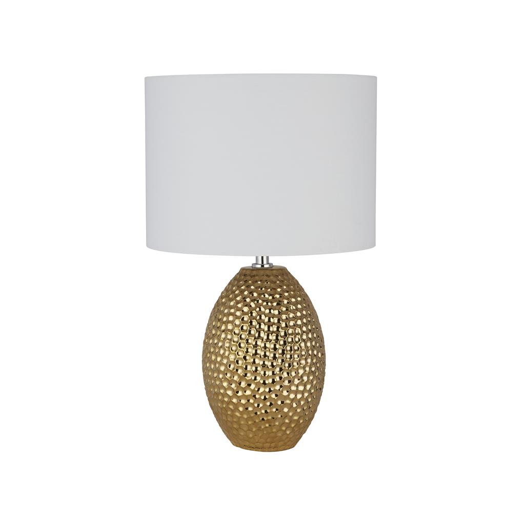Nadine Table Lamp - Ceramic Gold & Cream Fabric Shade