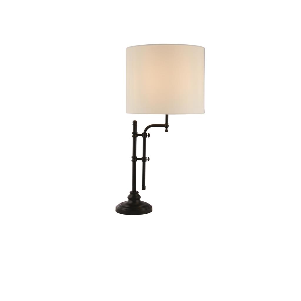 Munich Adjustable Table Lamp - Matt Black, Linen Shade