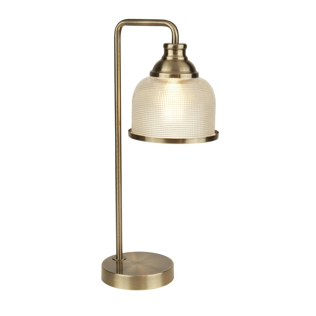 Bistro II Table Lamp - Antique Brass & Holophane Style Glass