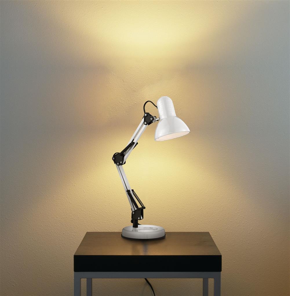 Desk Table Lamp - White Metal