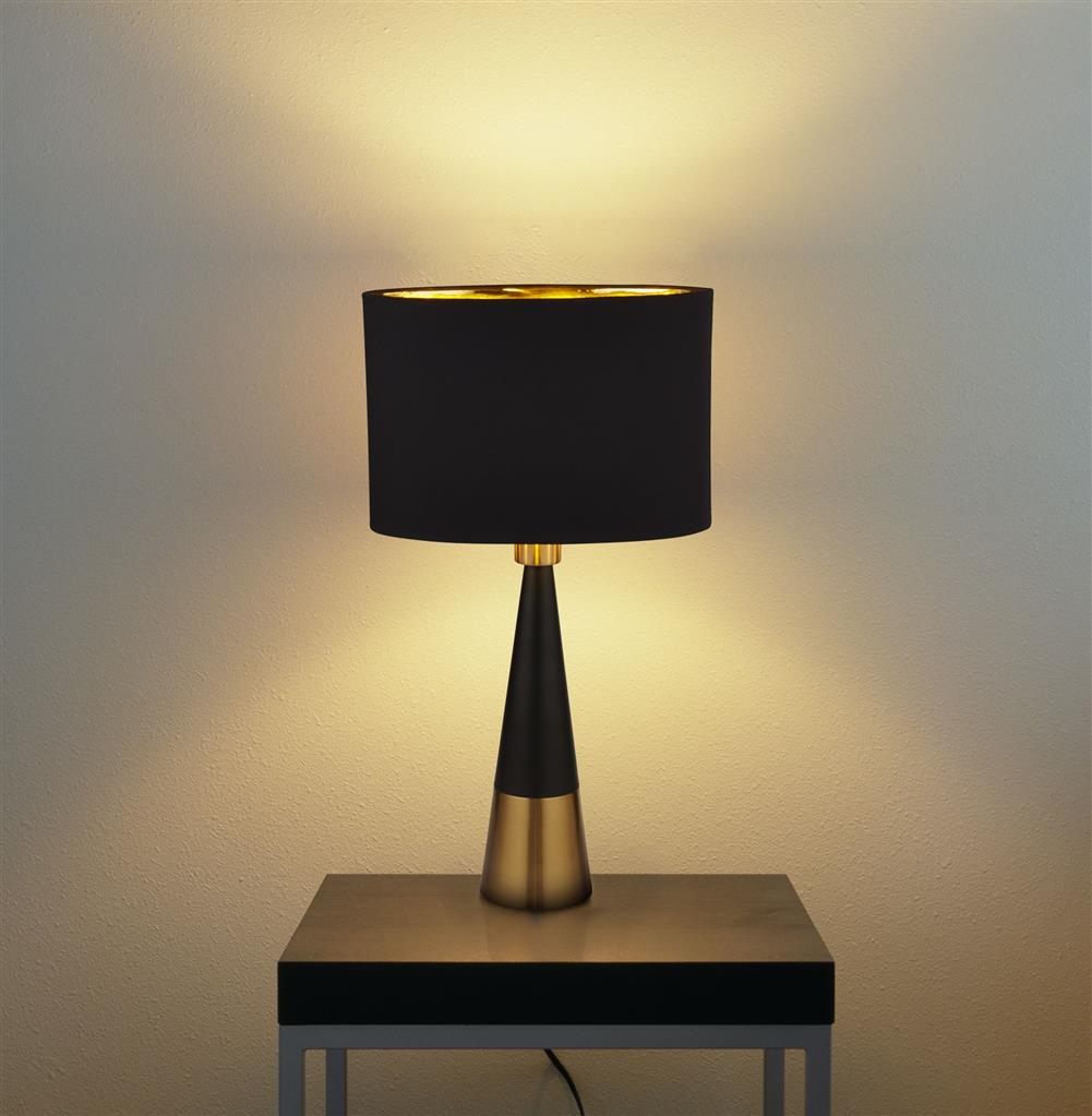 Chloe Table Lamp - Antique Copper, Black Shade Gold Interior