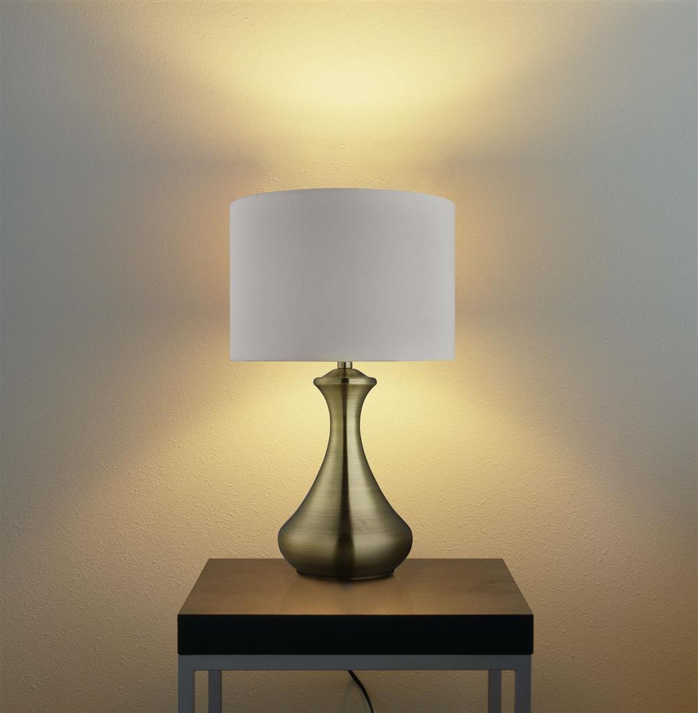 Touch Table Lamp - Antique Brass & Fabric Shade