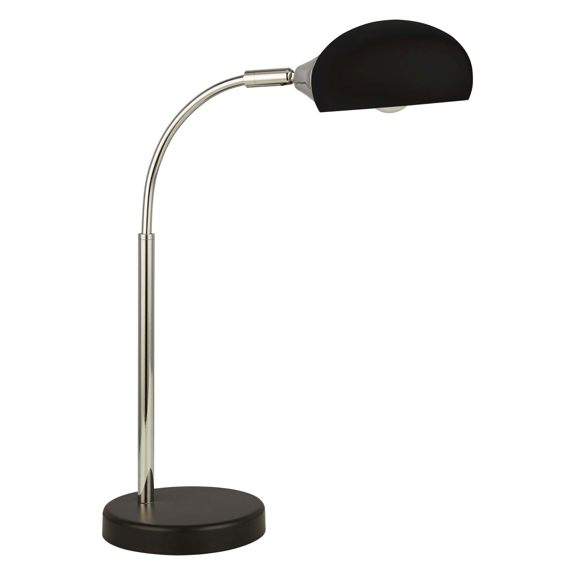 Astro Table Lamp - Black & Chrome Metal & Black Glass Shade