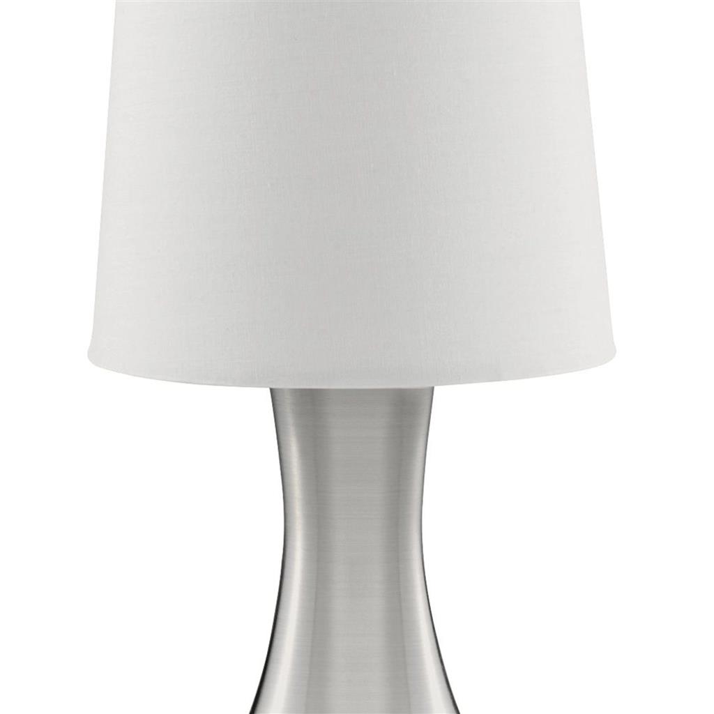 Touch Table Lamp- Satin Silver Base & Fabric Shade