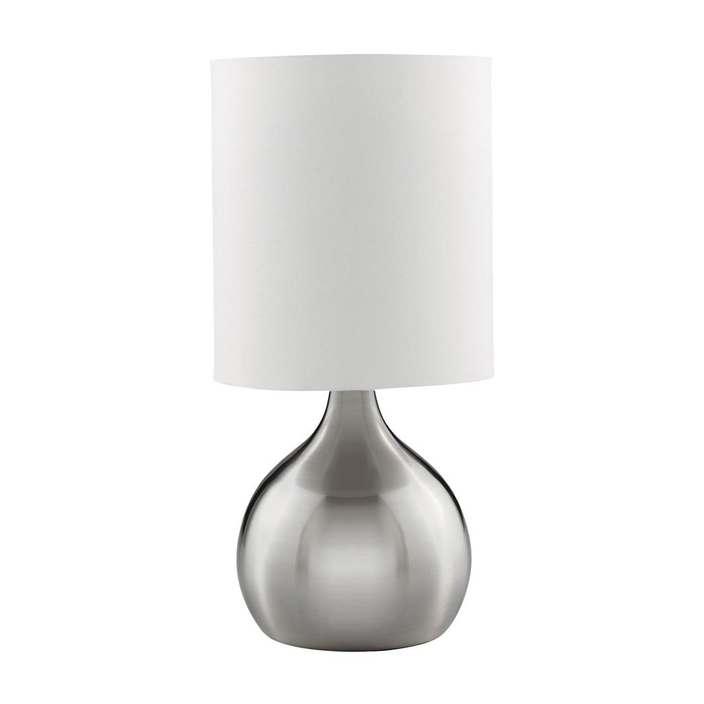 Touch Table Lamp- Satin Silver Base & Fabric Shade