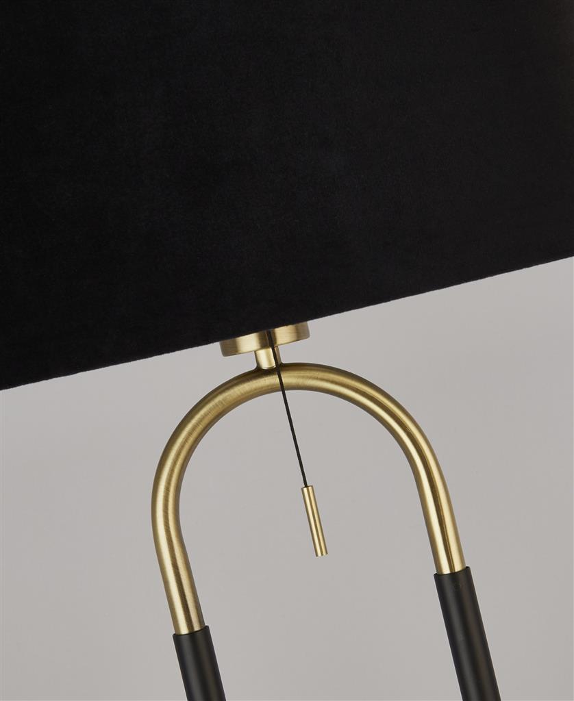 Jazz Table Lamp - Satin Brass, Black & Black Velvet Shade