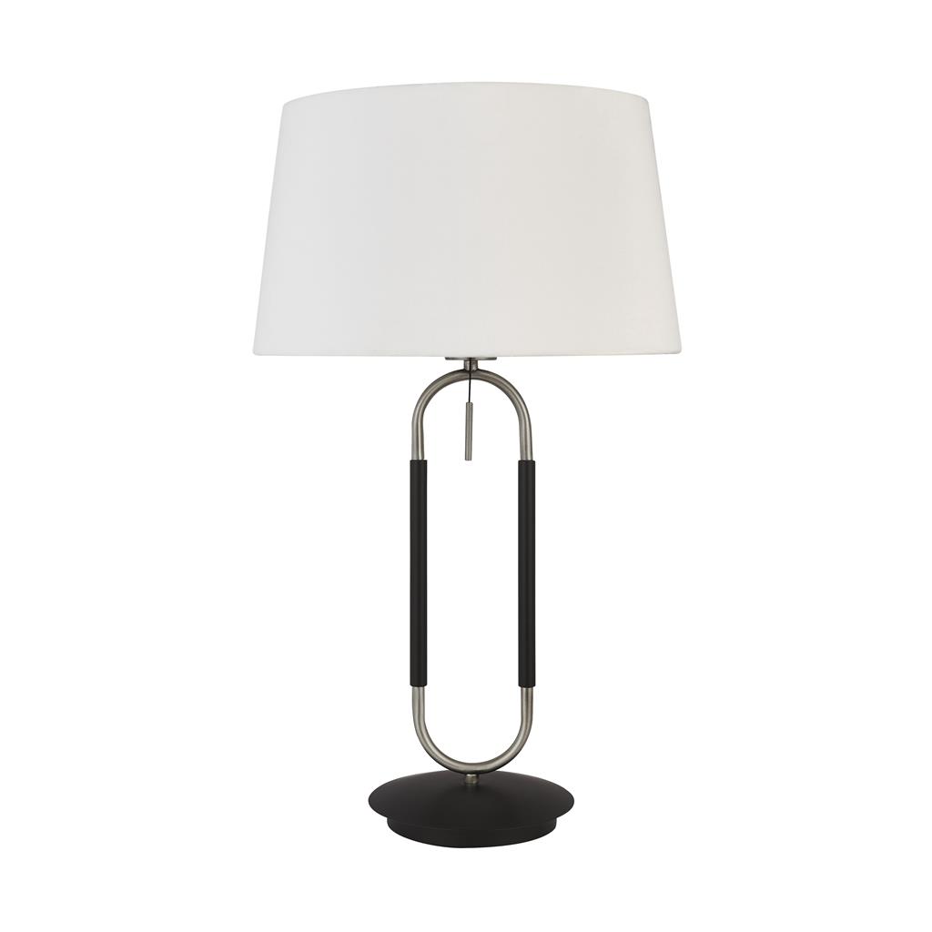 Jazz Table Lamp - Satin Silver, Black & White Velvet Shade
