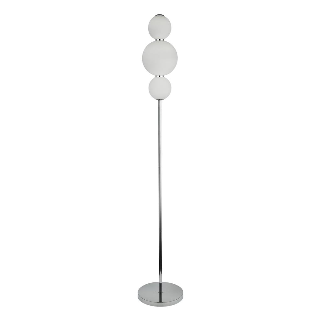 Snowball 3Lt Floor Lamp - Chrome Metal & Opal Glass Shade