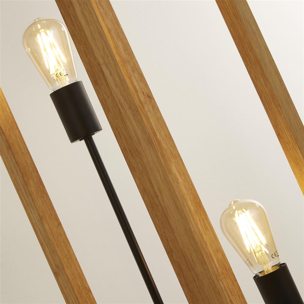 Square 2Lt Floor Lamp - Wood & Metal