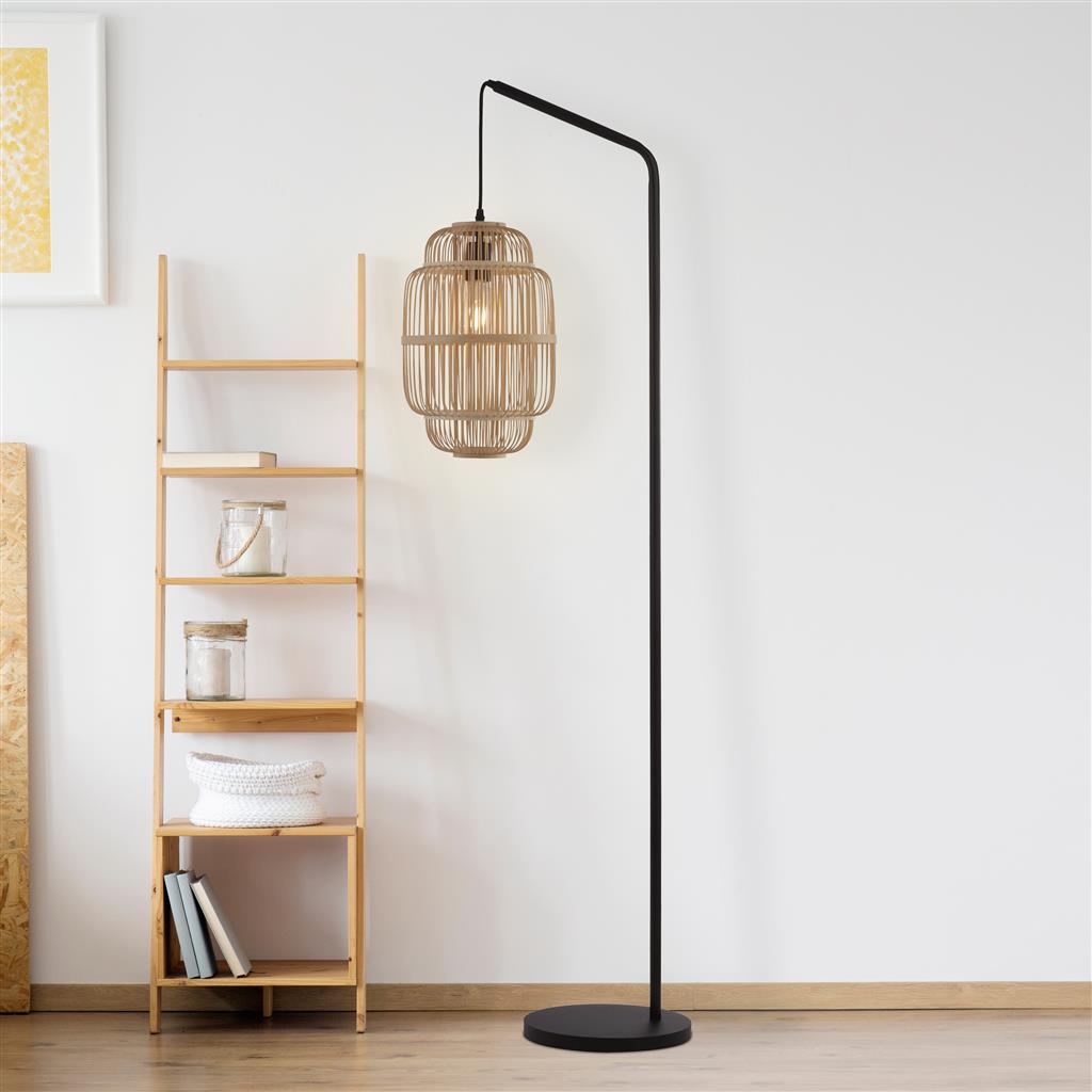 x Java Floor Lamp - Black with Bamboo Frame Shade
