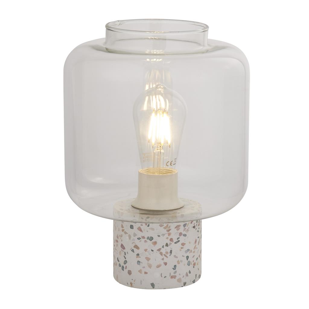x Vessel Table Lamp - Terrazzo Base With Glass Shade