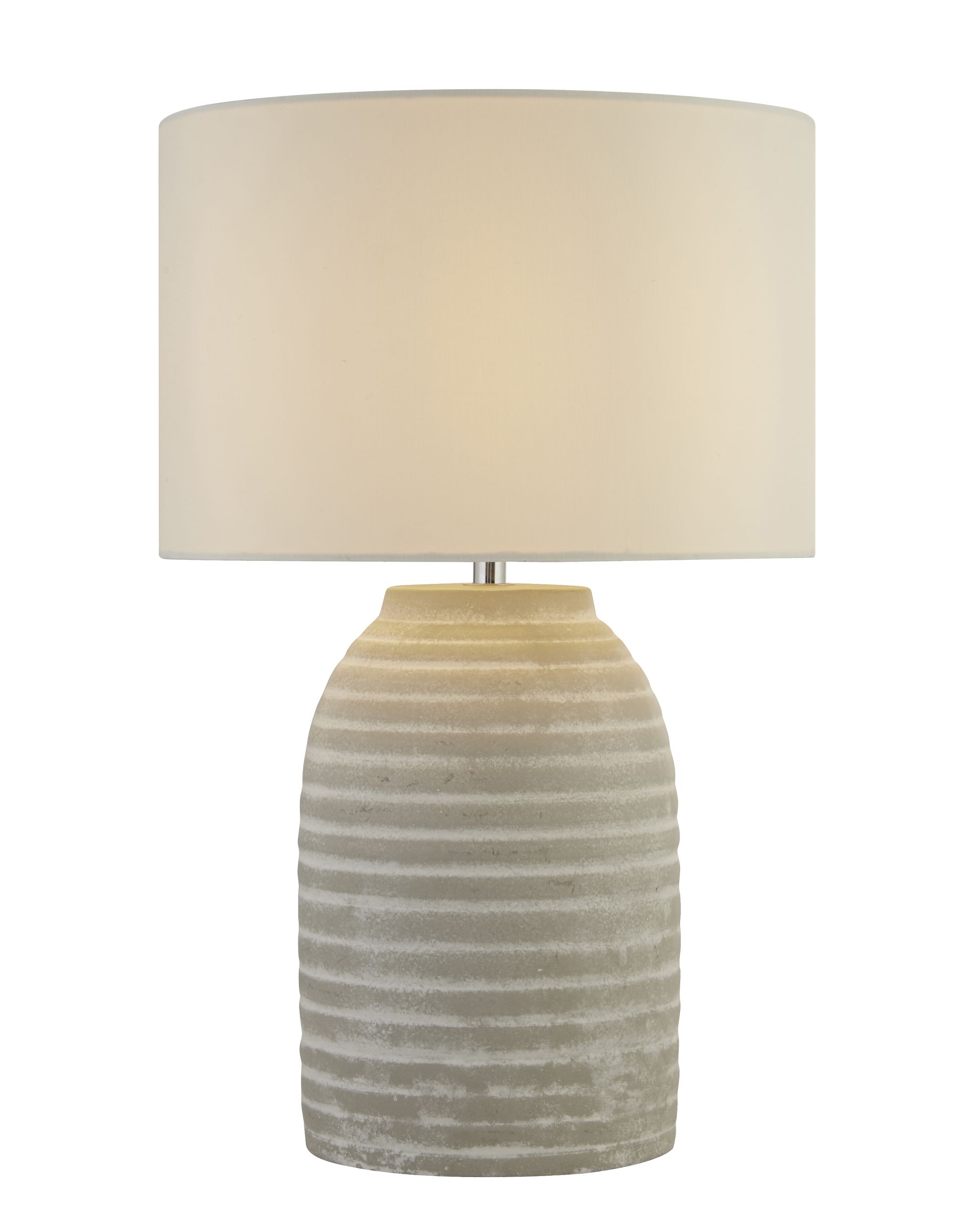 x Rib Table Lamp - Grey/White Ceramic & White Shade