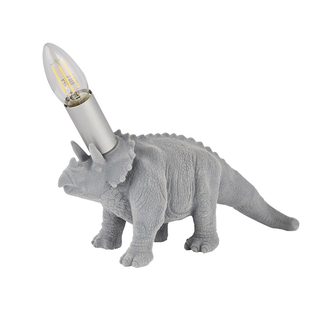 x Triceratops Table Lamp - Grey Resin & Felt
