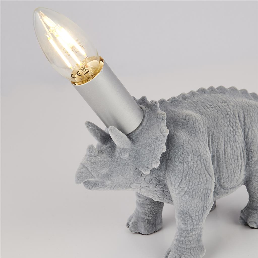 x Triceratops Table Lamp - Grey Resin & Felt