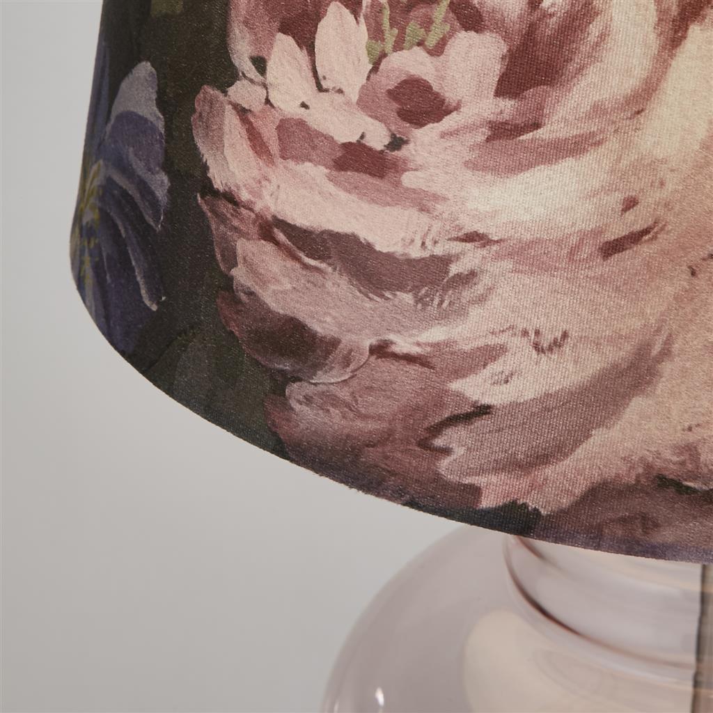 x Sanderson Table Lamp - Floral Print With Mauve Glass