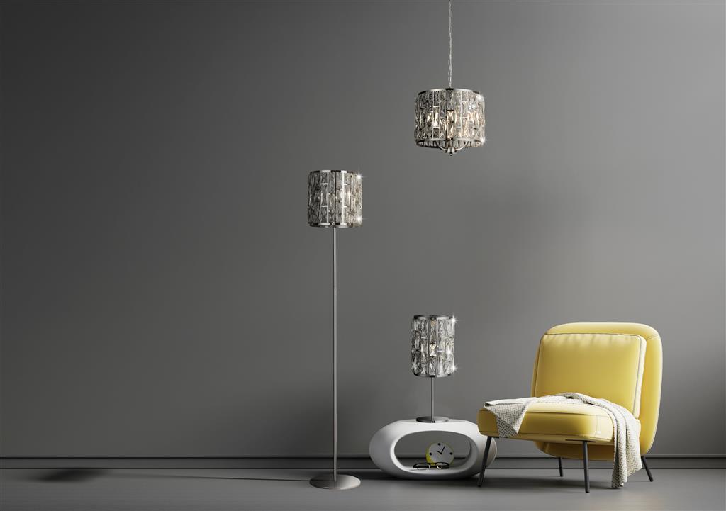 Bijou Floor Lamp - Chrome  Metal & Crystal Glass