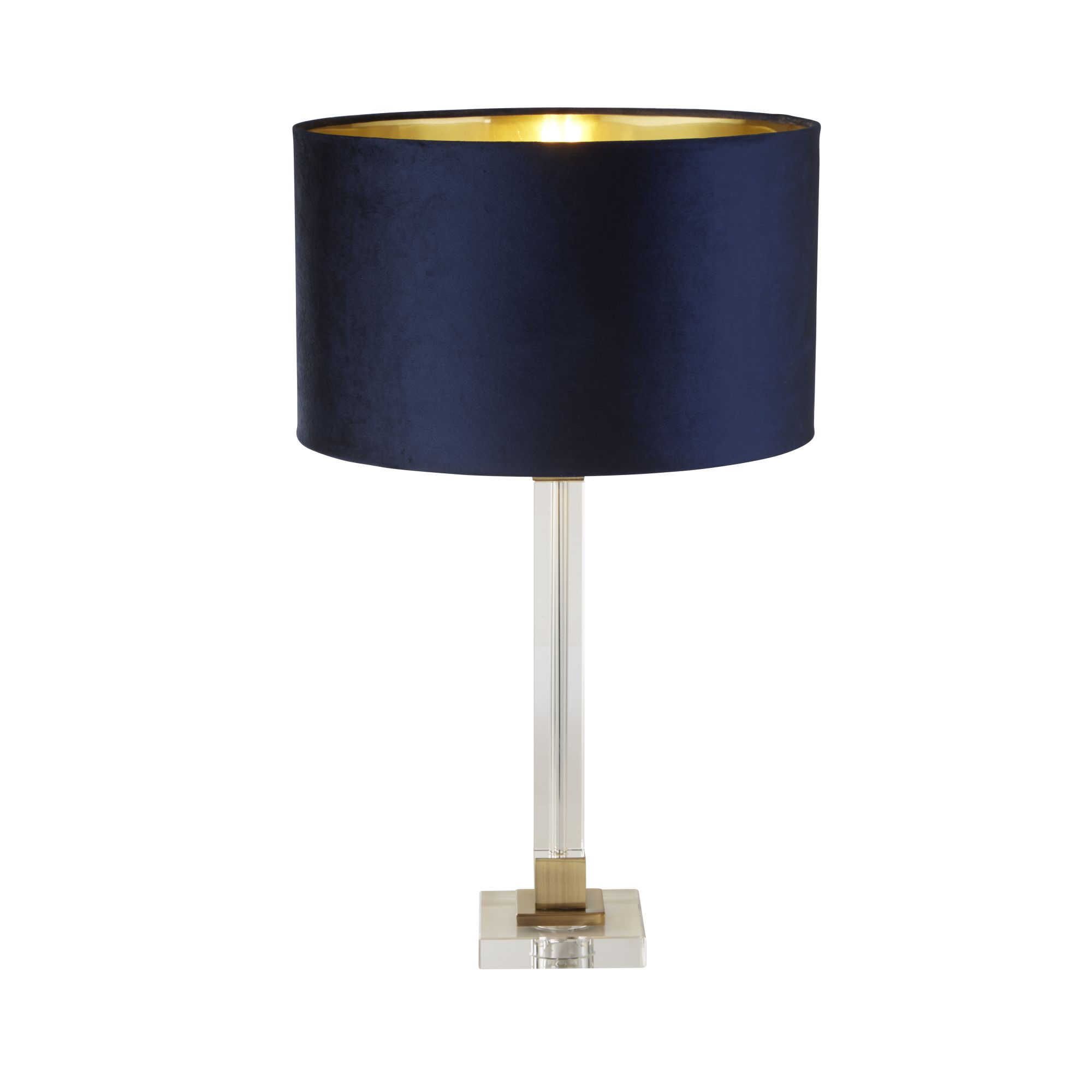 Scarborough Table Lamp - Crystal, Brass Metal & Navy Velvet