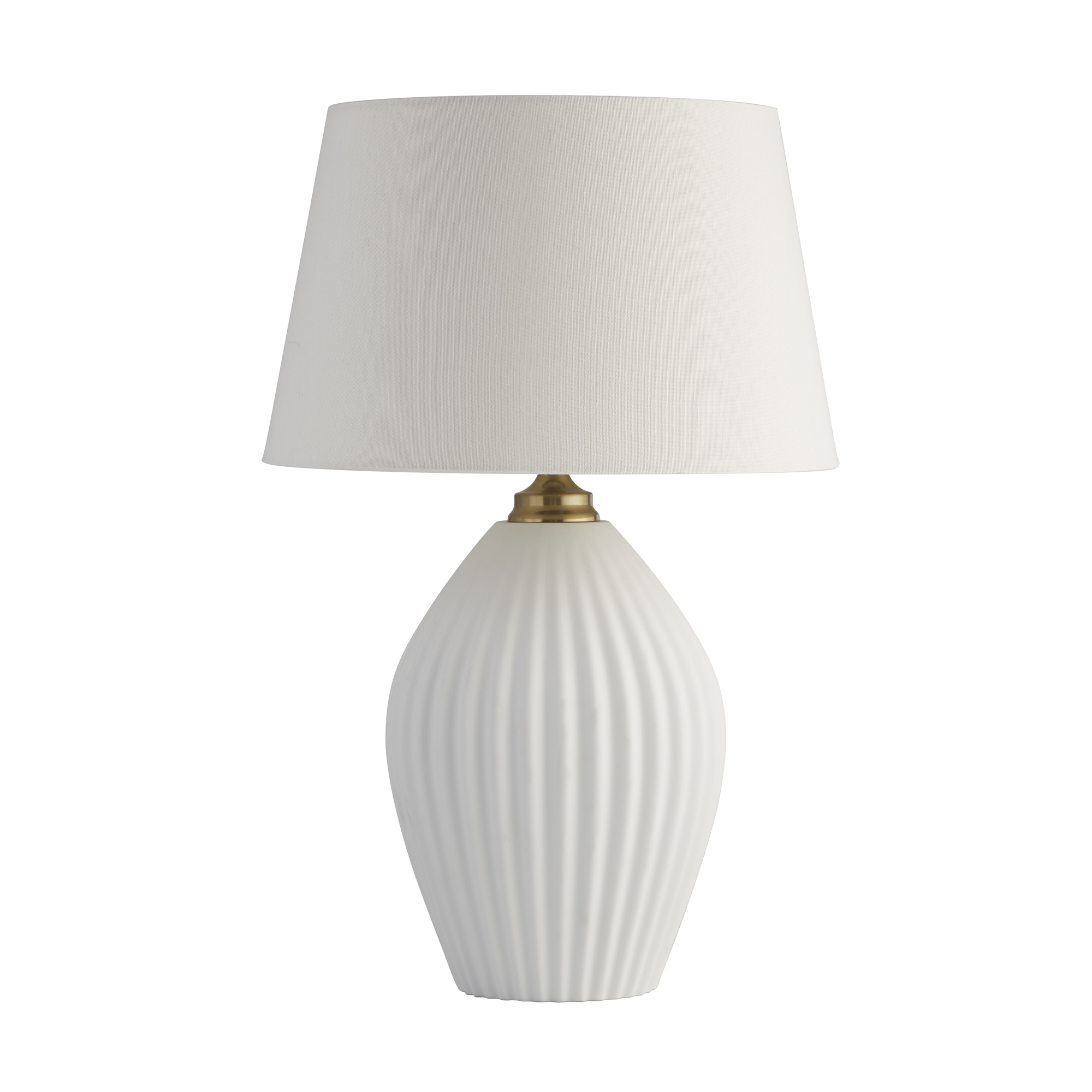 Lux & Belle Dual Lit Table Lamp -White Ceramic/Antique Brass