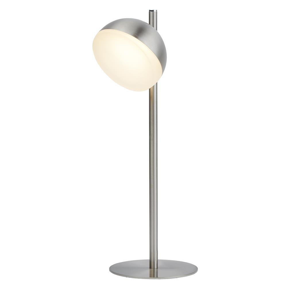 Tully Table Lamp - Satin Silver Metal & Frosted Shade