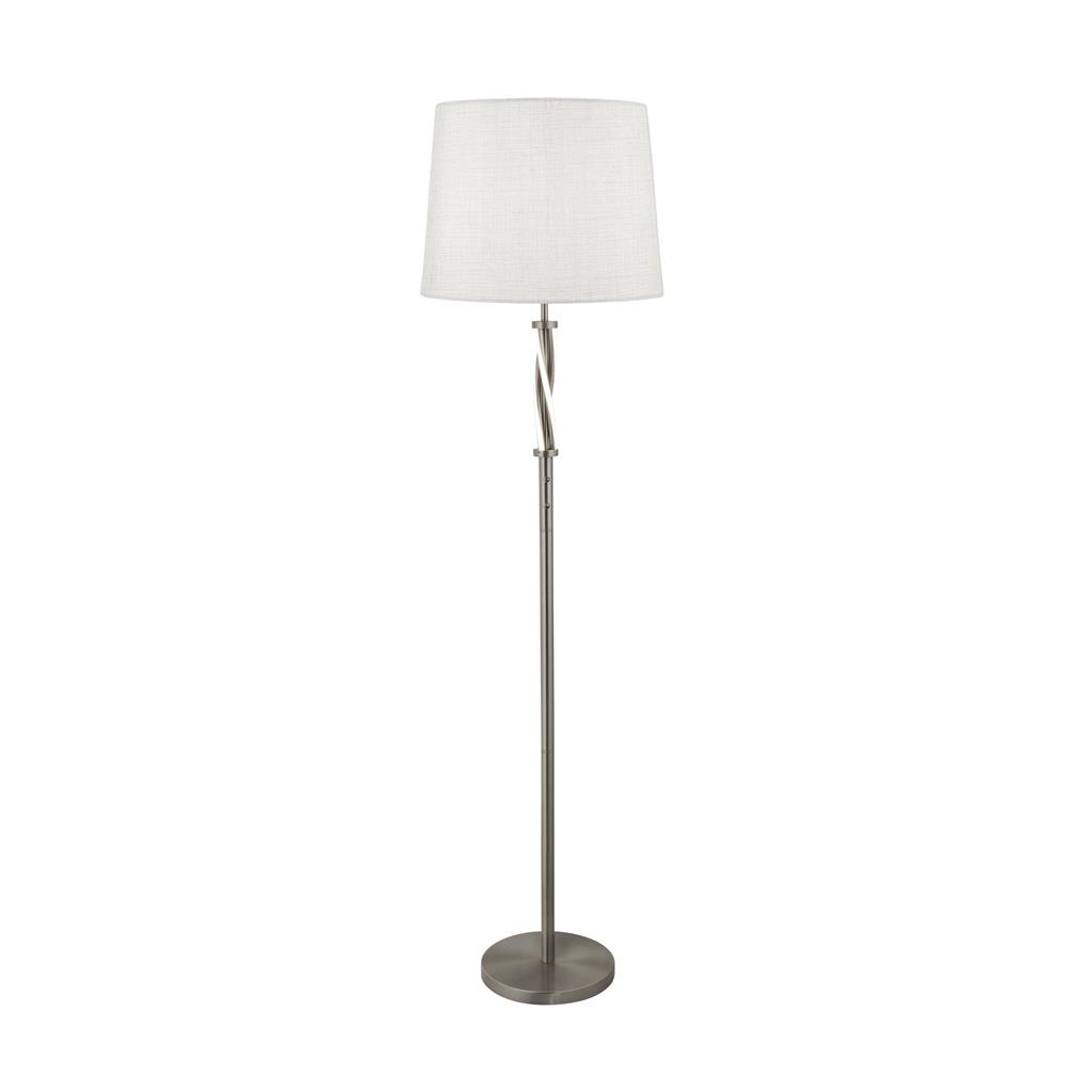 Vegas LED Floor Lamp - Satin Silver & Ivory Hessian Shade