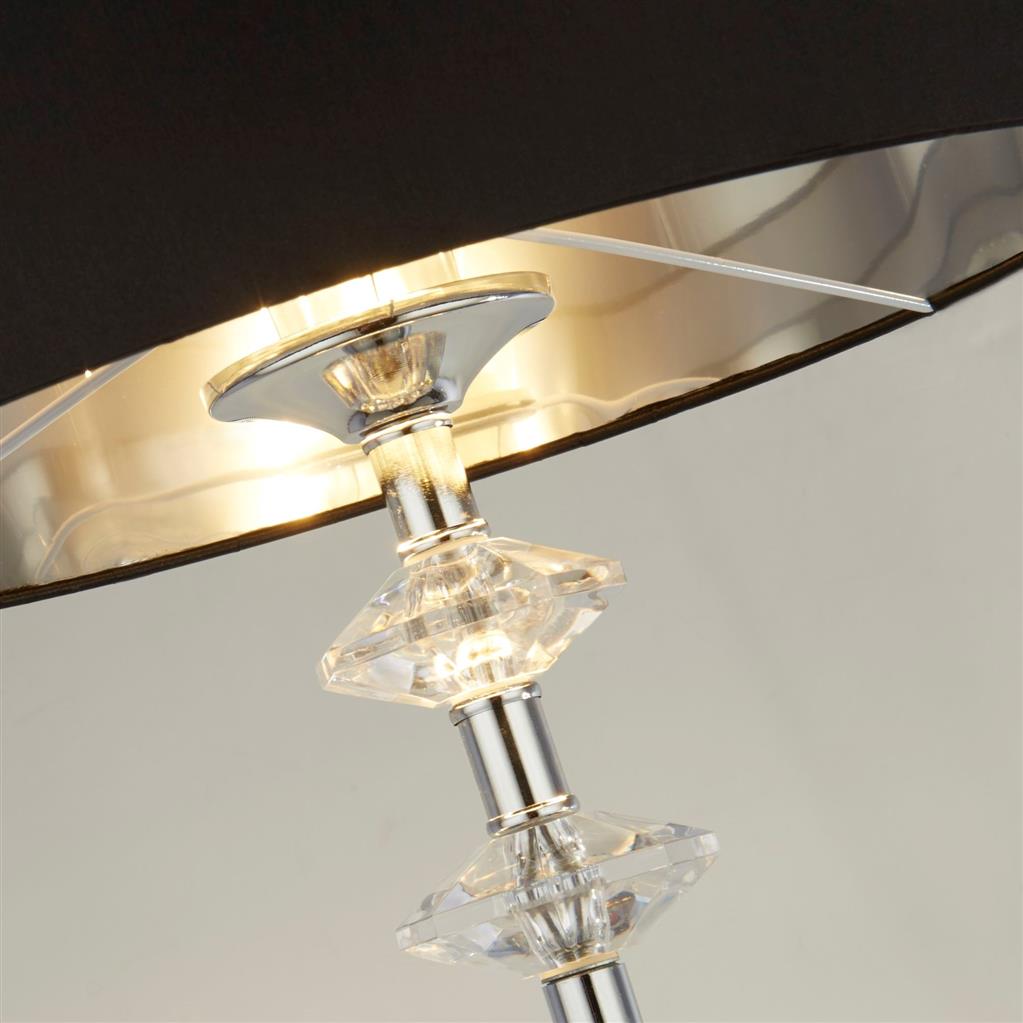 Ontario Floor Lamp - Chrome Metal Acrylic & Black Shade