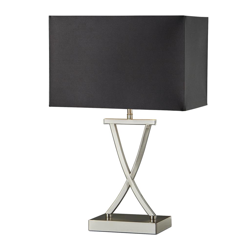 Club Table Lamp - Satin Silver Base & Fabric Shade