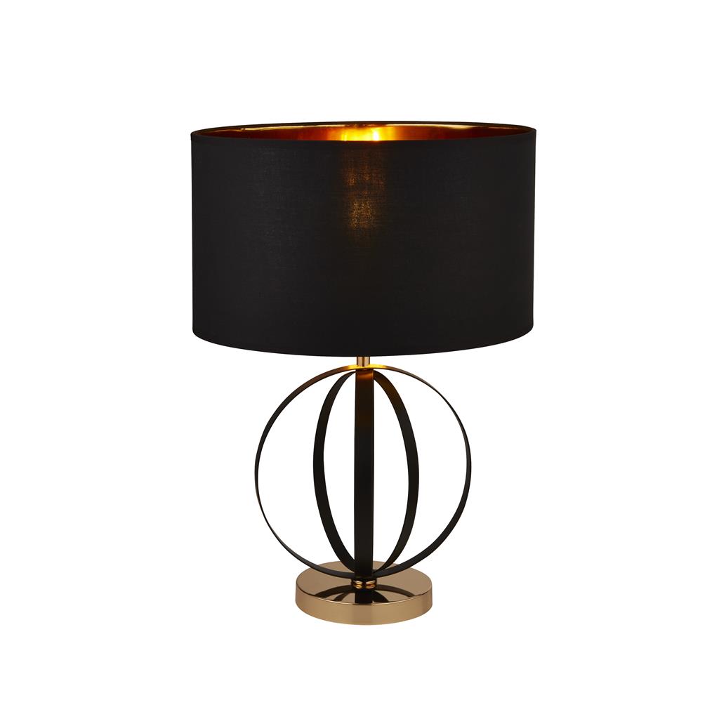 Hazel Table Lamp - Black, Gold Metal & Black Shade