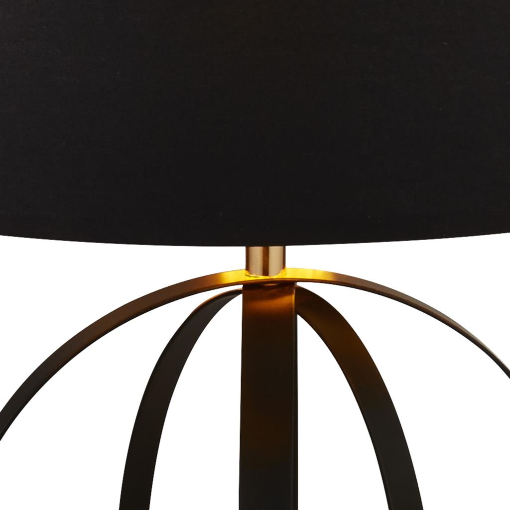 Hazel Table Lamp - Black, Gold Metal & Black Shade