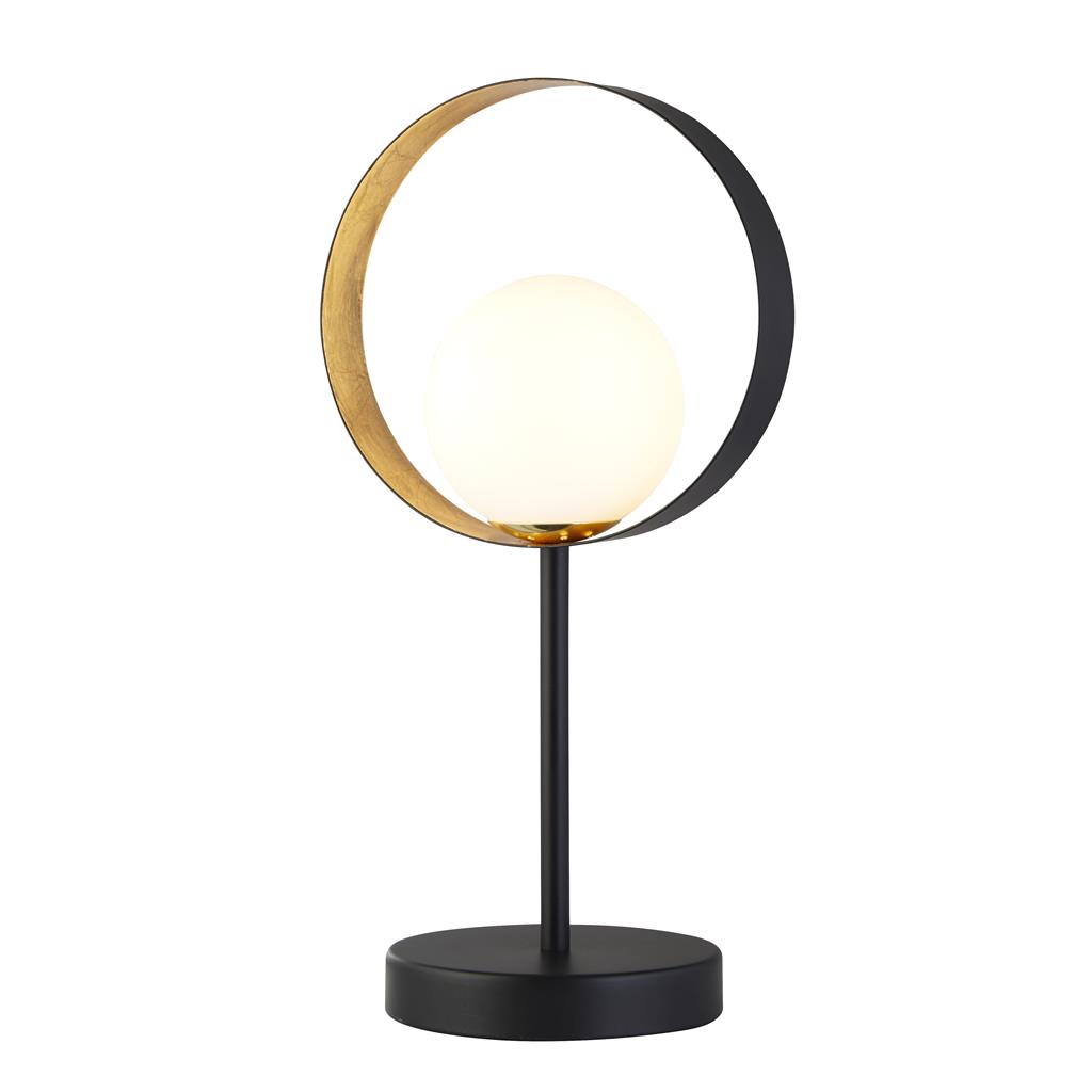 Orbital Table Lamp - Black Metal, Gold Leaf & Opal Glass