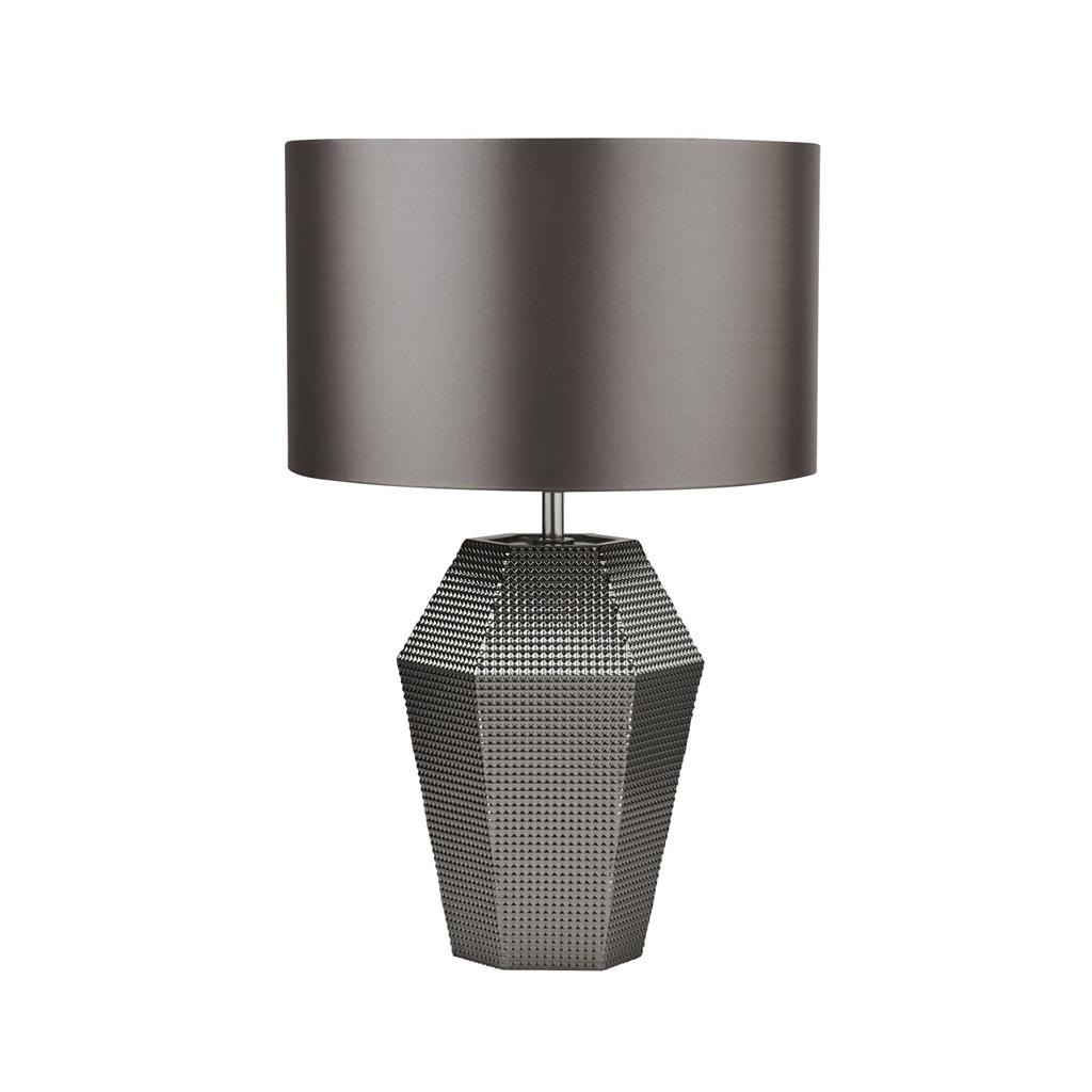 Lucy Table Lamp - Smoked Glass & Satin Shade