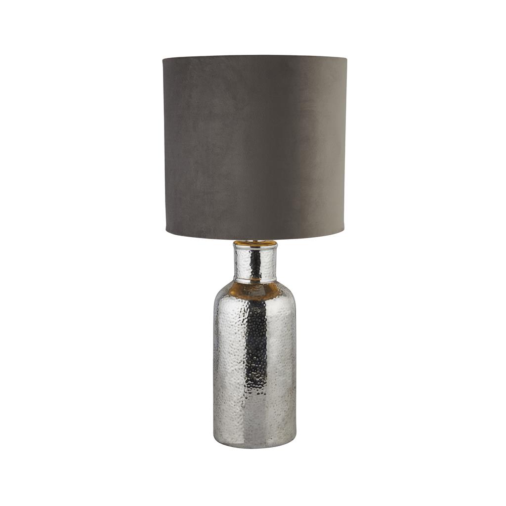 1Lt Table Lamp In Chrome With Grey Suede Shade