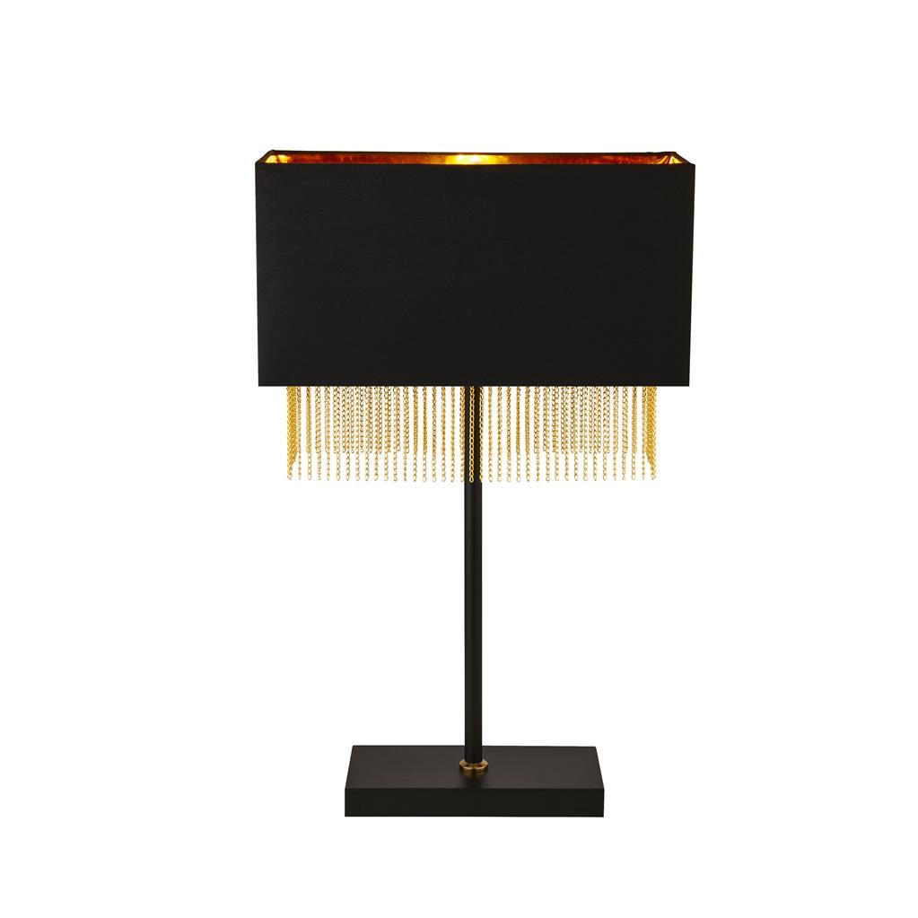 Fringe Table Lamp - Black Shade & Gold Chain