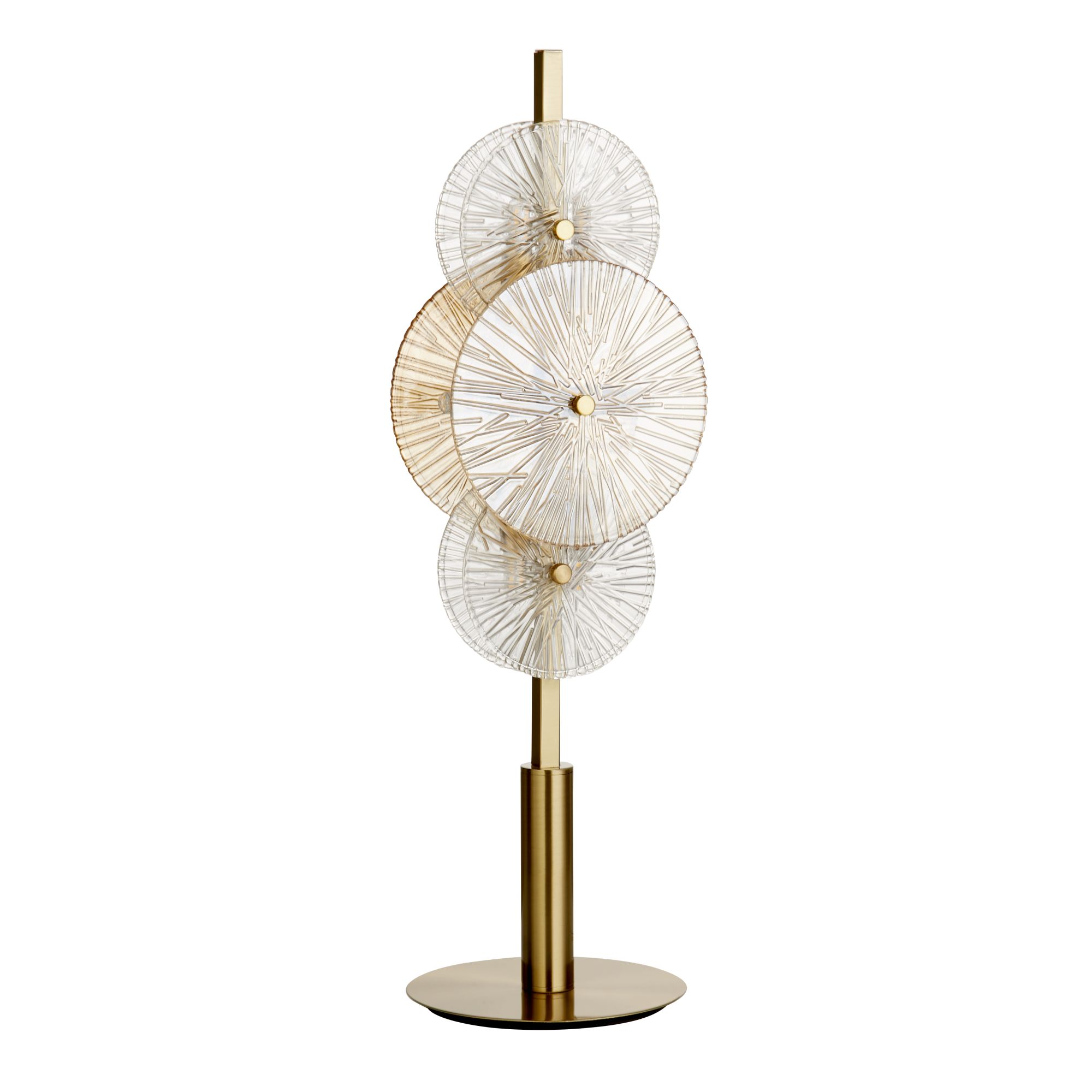 Wagon Wheel 6Lt Table Lamp, Bronze with Clear and Amber Glas