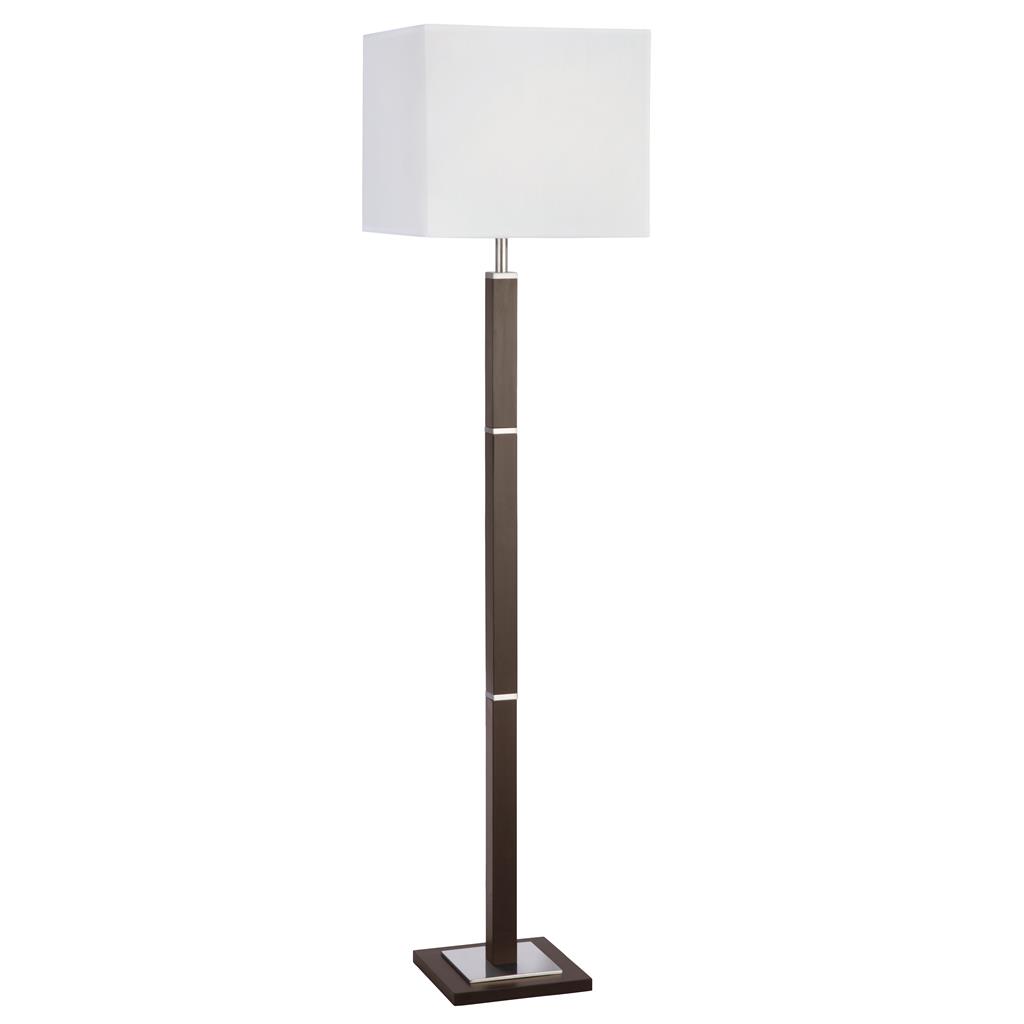 Waverley Floor Lamp- Wood & Satin Silver Base & Fabric Shade