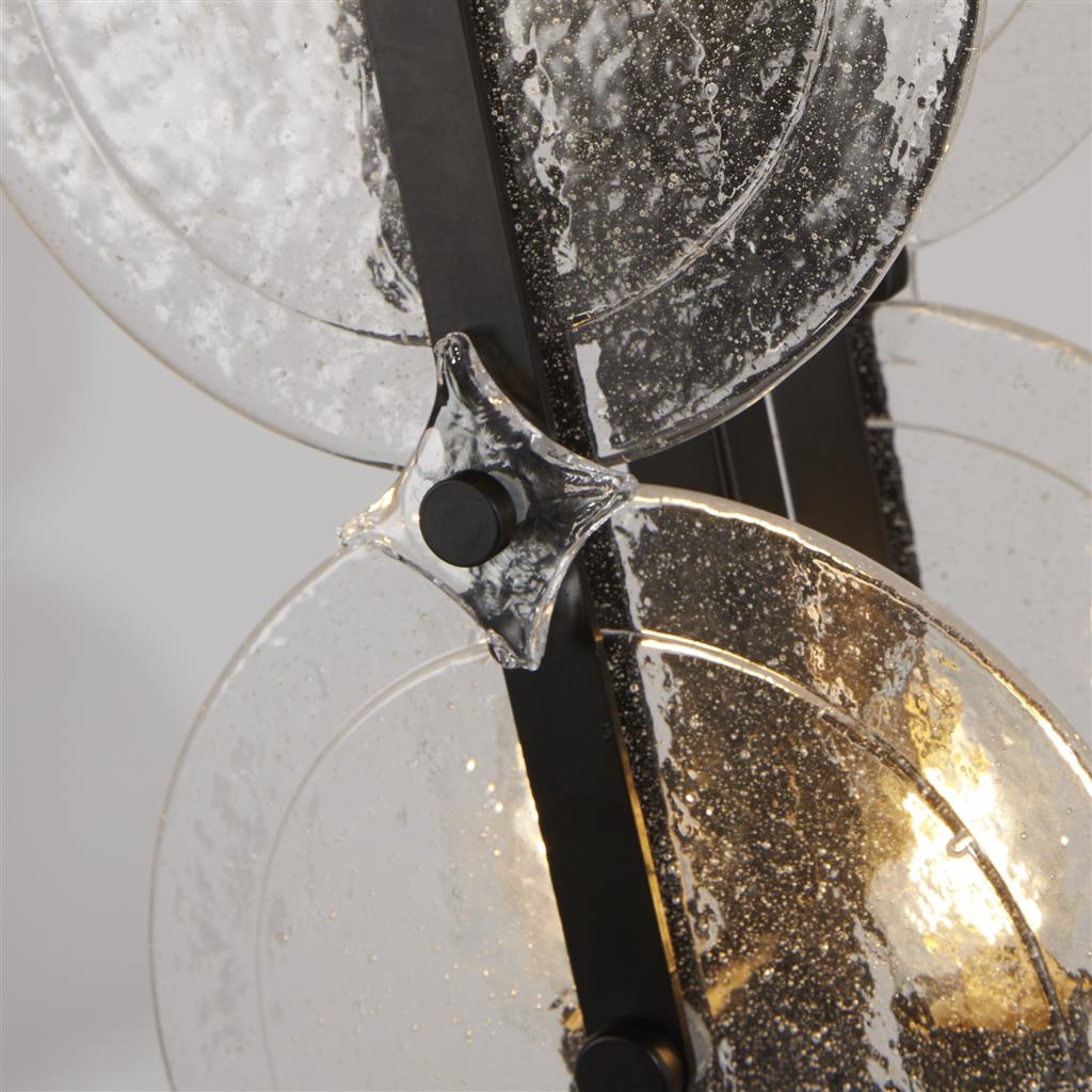 Lux & Belle  6LT Floor Lamp-Black Metal & Clear Bubble Glass